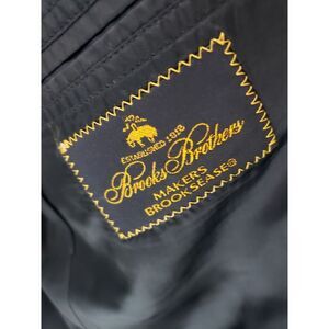 Brooks Brothers Brooksease Mens 41L Black Gray‎ Pinstripe Blazer Sport Jacket